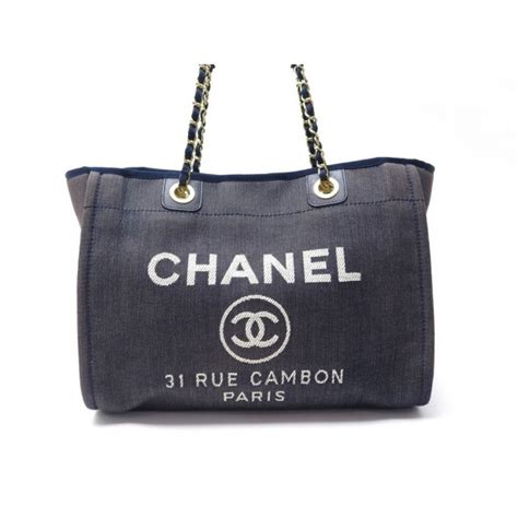 cabas toile chanel|Chanel denim shopping bags.